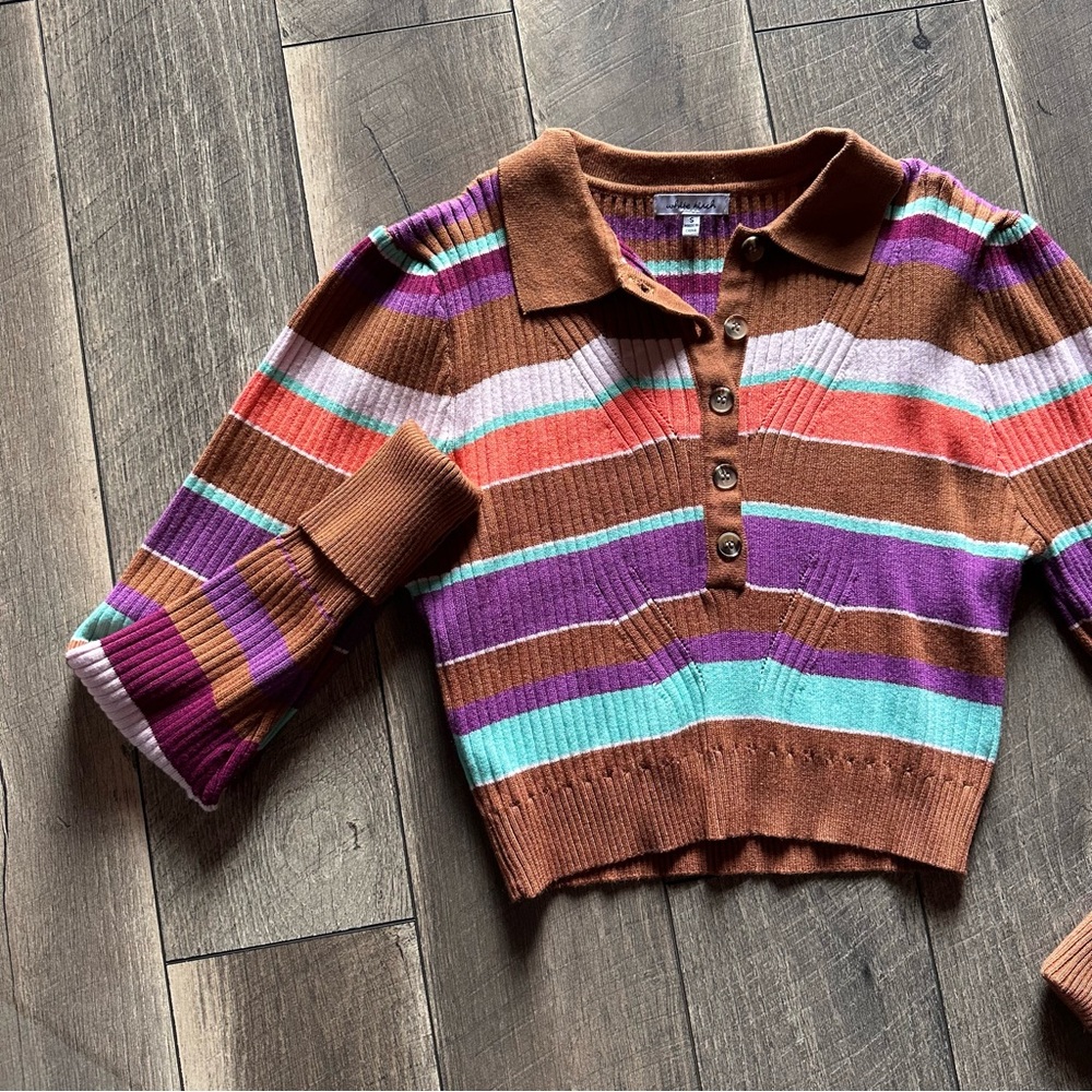 White Birch Striped Collared Pullover Sweater - image 3